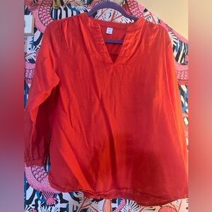 Linen long sleeve blouse size small orangey red